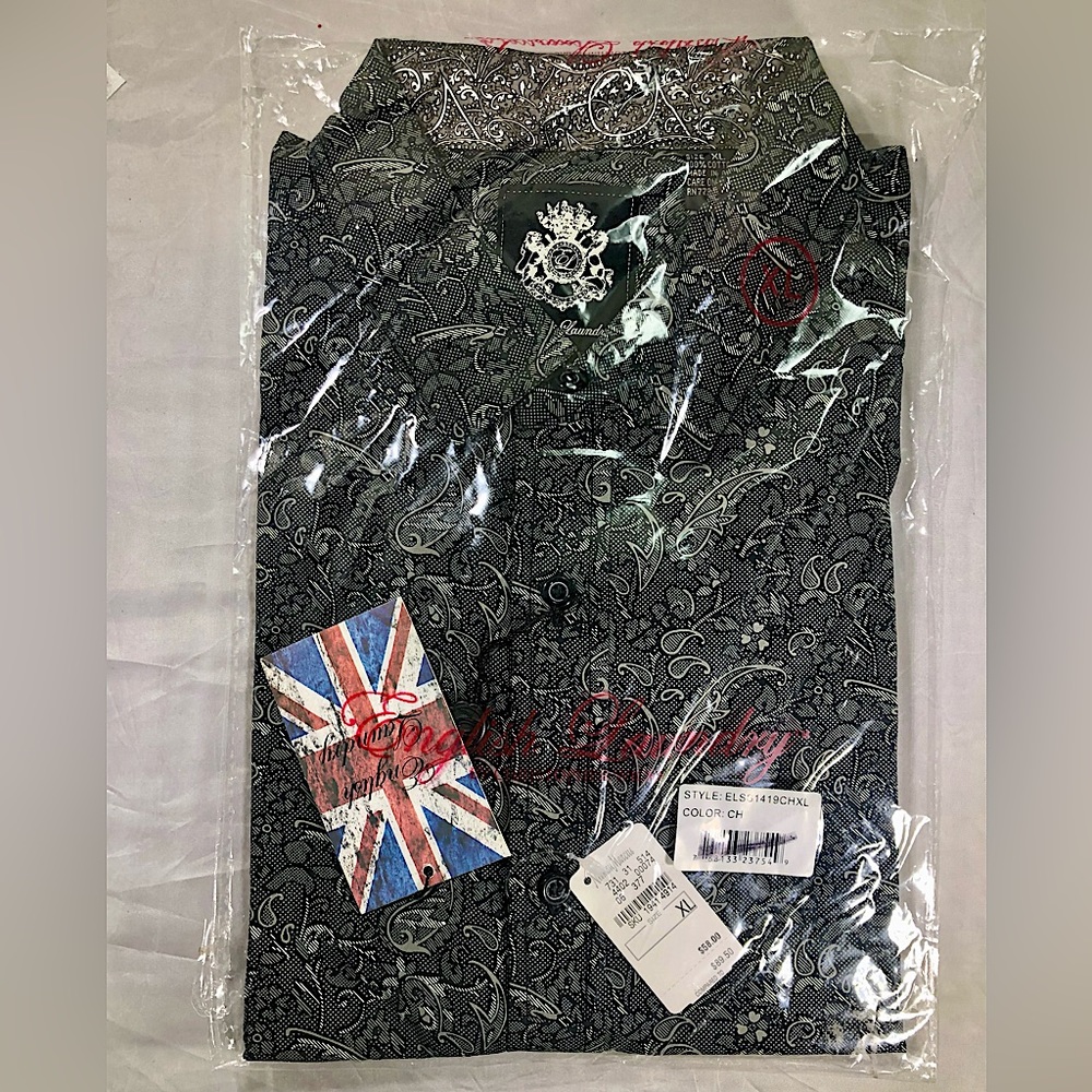 English Laundry Charcoal Paisley Woven. 100% cotton. Elegance...Pro or play. XL